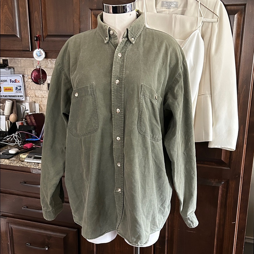 Vintage Oshkosh Sz XL Green Button-Up Shirt OliveGreen GVC